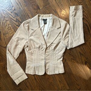 F.A.N.G. Y2K Beige Fitted Blazer – Corset Style Hook Closure – Size M